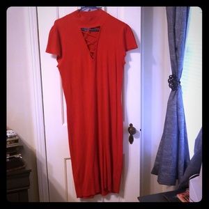 Red knit dress . Size 18/20